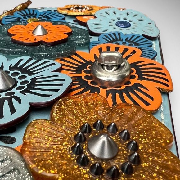 AUTH Coach 1941 Dinky with Glitter Tea Rose Bag, Dust Bag, Gift Box Steel Blue - Picture 11 of 16